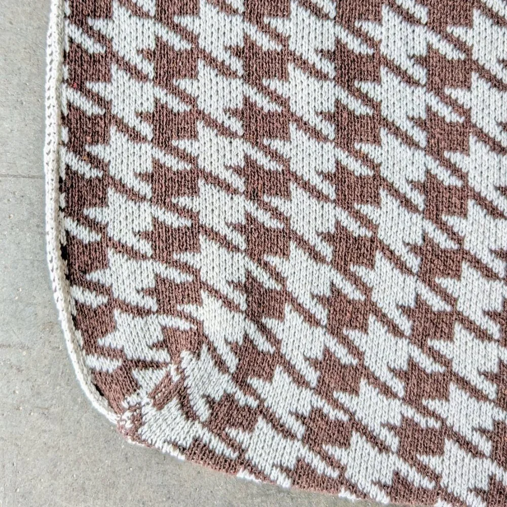 Anthropologie Printed Knit Tote Bag Brown Knit Houndstooth